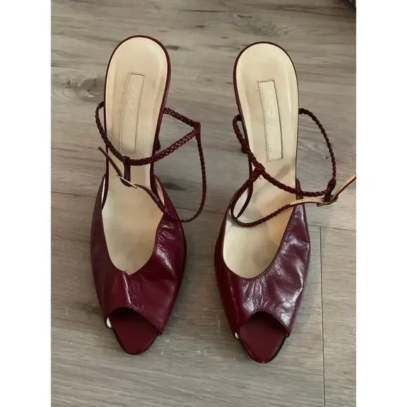 Sergio Rossi Leather Peep Toe Heels Size 39 (8.5) - Picture 2 of 6